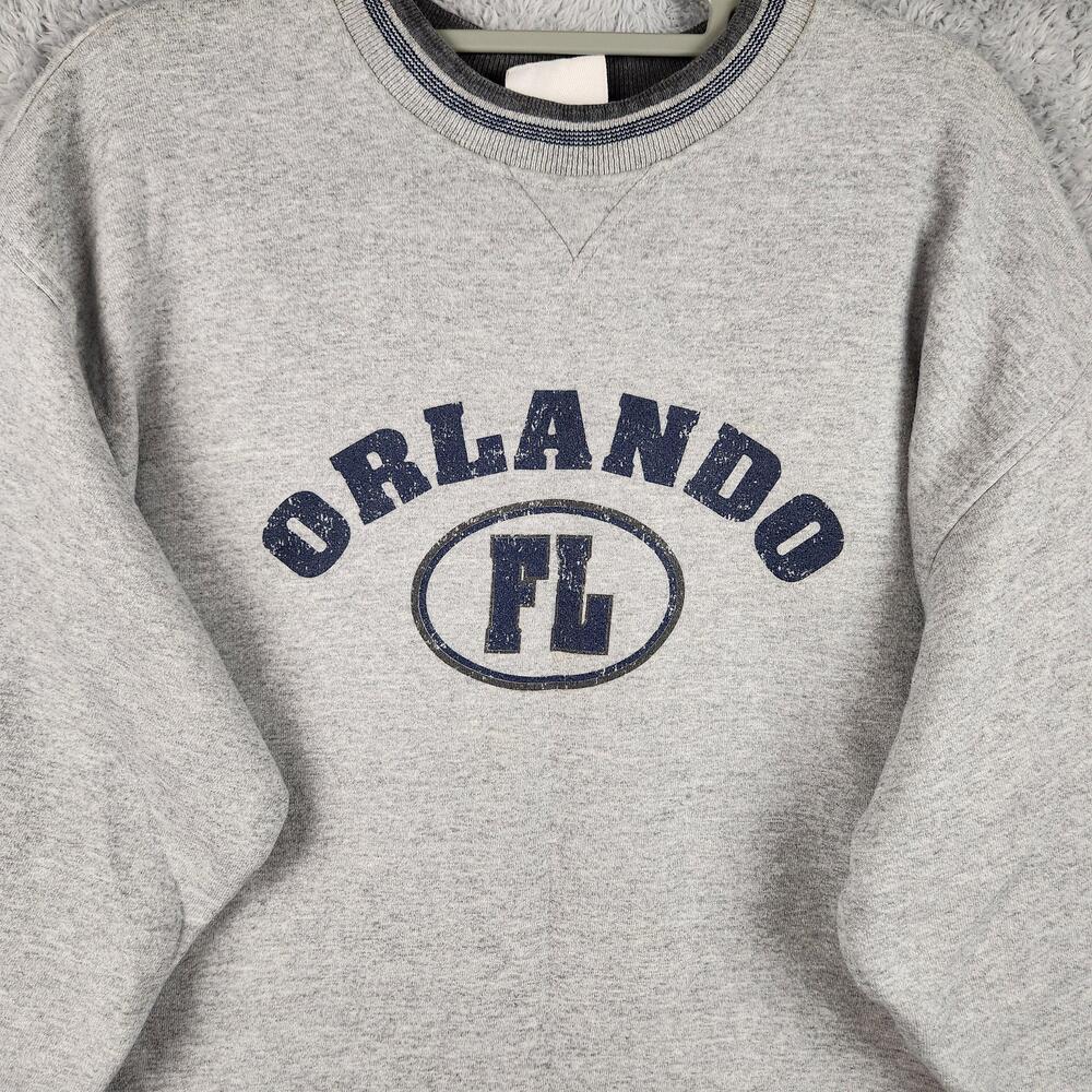 Vintage Orlando Florida Sweatshirt Mens 2XL Gray Crewneck City Graphic Ringer
